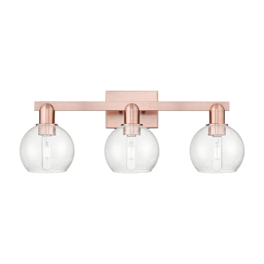 Innovations Athens 25in 3-Light Bath Vanity | Industrial Antique Copper Steel and Seedy Glass | Bathroom Vanity | 24.88 x 7.44 x | Model 716-3W-AC-G124-6
