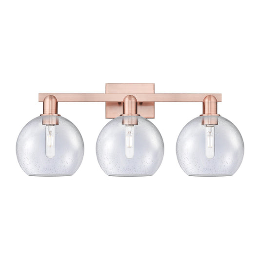 Innovations Athens 27in 3-Light Bath Vanity Light | Industrial Antique Copper Steel and Seedy Glass | Bathroom Vanity | 27 x | Model 716-3W-AC-G124-8