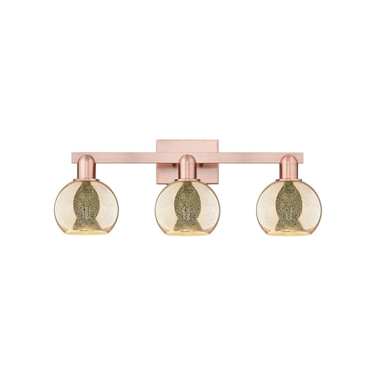 Innovations Athens 24in 3-Light Bath Vanity | Industrial Antique Copper Steel and Mercury Glass | Bathroom Vanity & Powder Room | Model 716-3W-AC-G128-6