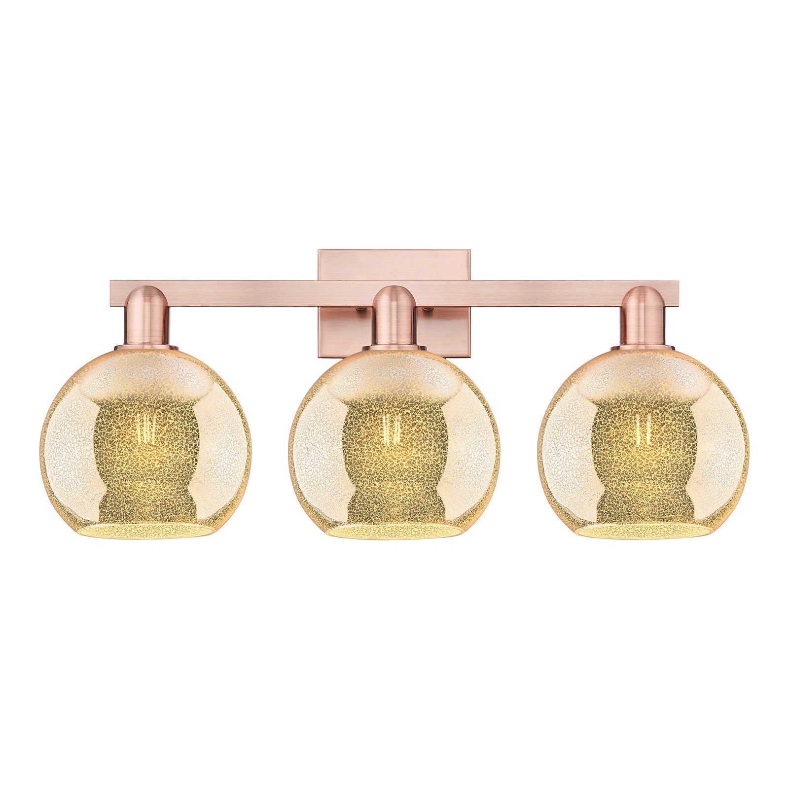 Innovations Athens 27in 3-Light Bath Vanity Light | Industrial Antique Copper Steel and Mercury Glass | Bathroom Vanity & Powder | Model 716-3W-AC-G128-8