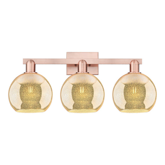 Innovations Athens 27in 3-Light Bath Vanity Light | Industrial Antique Copper Steel and Mercury Glass | Bathroom Vanity & Powder | Model 716-3W-AC-G128-8
