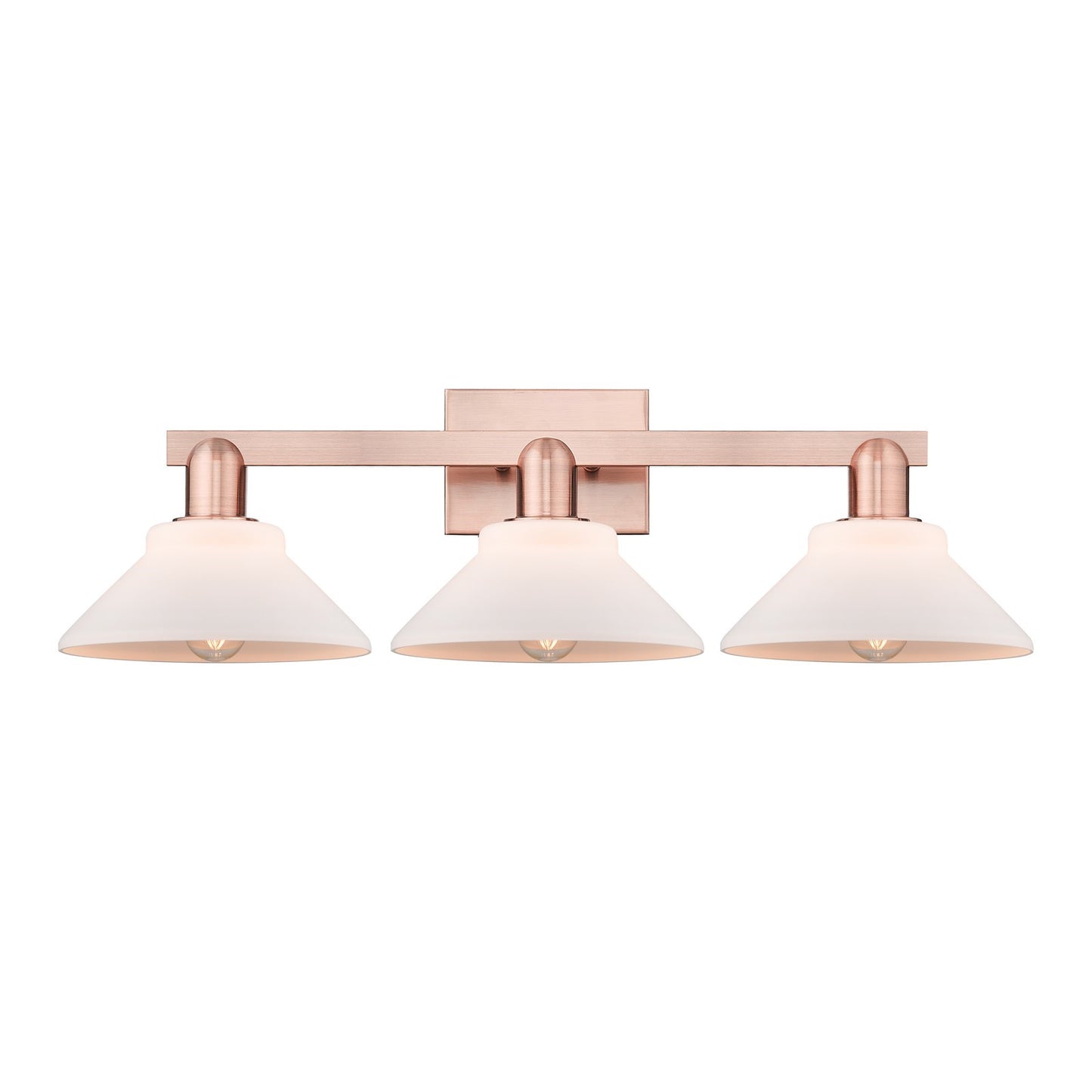 Innovations Orwell 27in 3-Light Bath Vanity Light | Industrial Antique Copper and Matte White Glass | Bathroom Vanity | 27.38 x | Model 716-3W-AC-G131