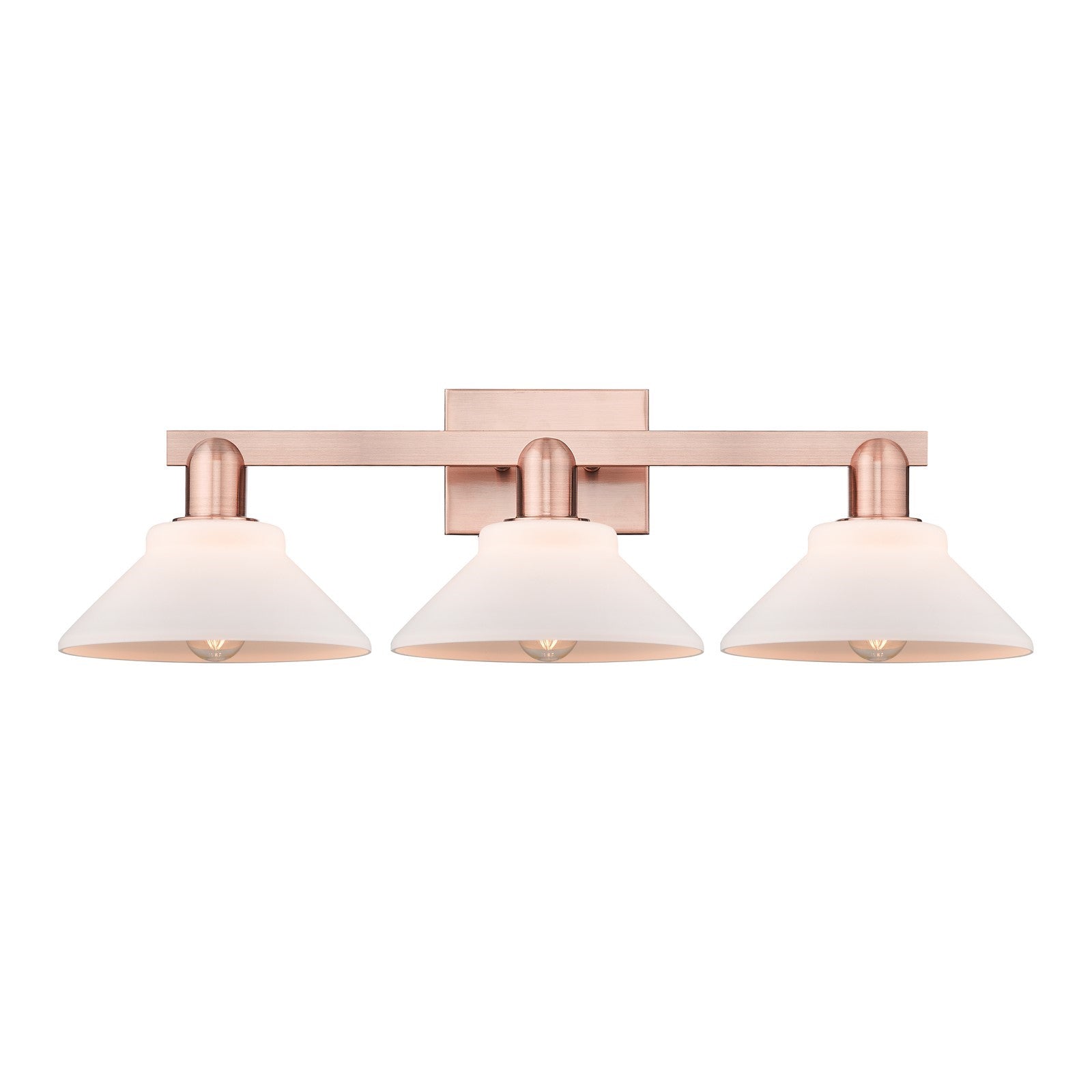 Innovations Orwell 27in 3-Light Bath Vanity Light | Industrial Antique Copper and Matte White Glass | Bathroom Vanity | 27.38 x | Model 716-3W-AC-G131