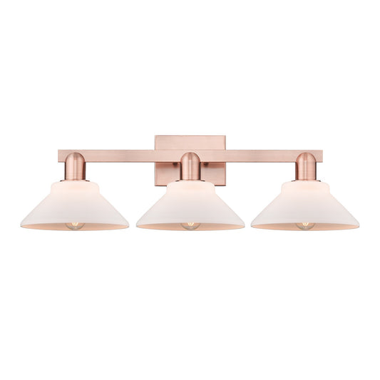 Innovations Orwell 27in 3-Light Bath Vanity Light | Industrial Antique Copper and Matte White Glass | Bathroom Vanity | 27.38 x | Model 716-3W-AC-G131