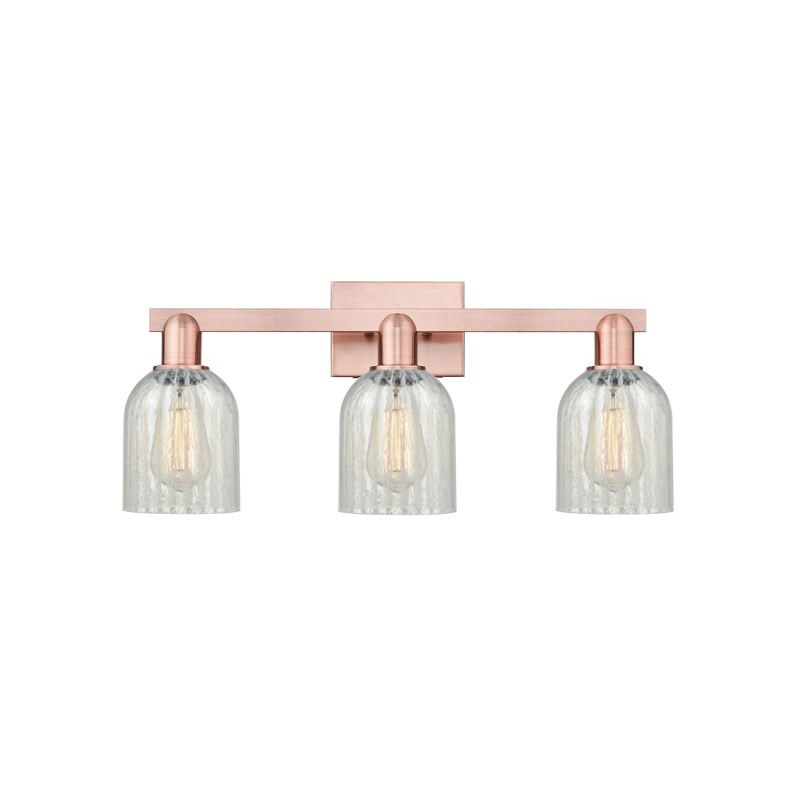 Innovations Caledonia 24in 3-Light Bath Vanity Light | Industrial Antique Copper Steel and Mouchette Glass | Bathroom Vanity | 24 | Model 716-3W-AC-G2511