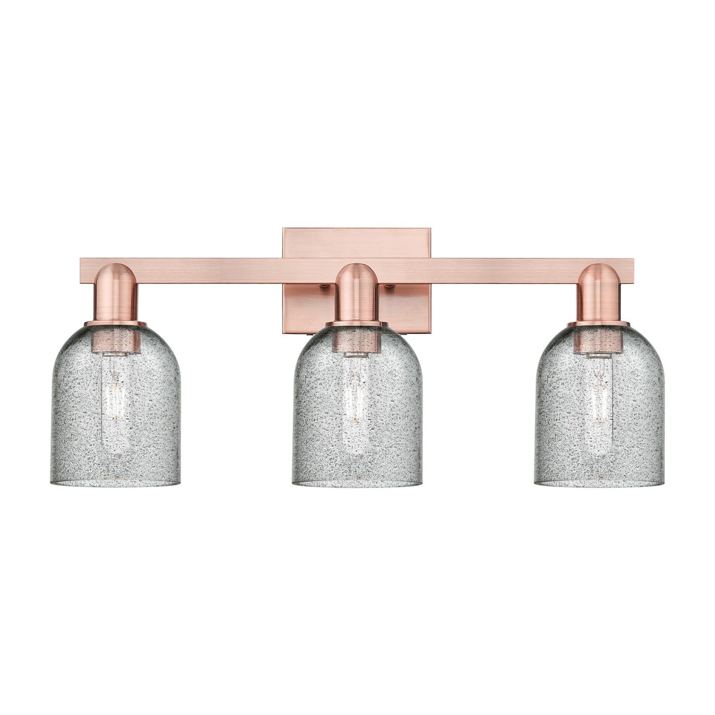 Innovations Caledonia 24in 3-Light Bath Vanity Light | Industrial Antique Copper Steel and Charcoal Glass | Bathroom Vanity | 24 x | Model 716-3W-AC-G257