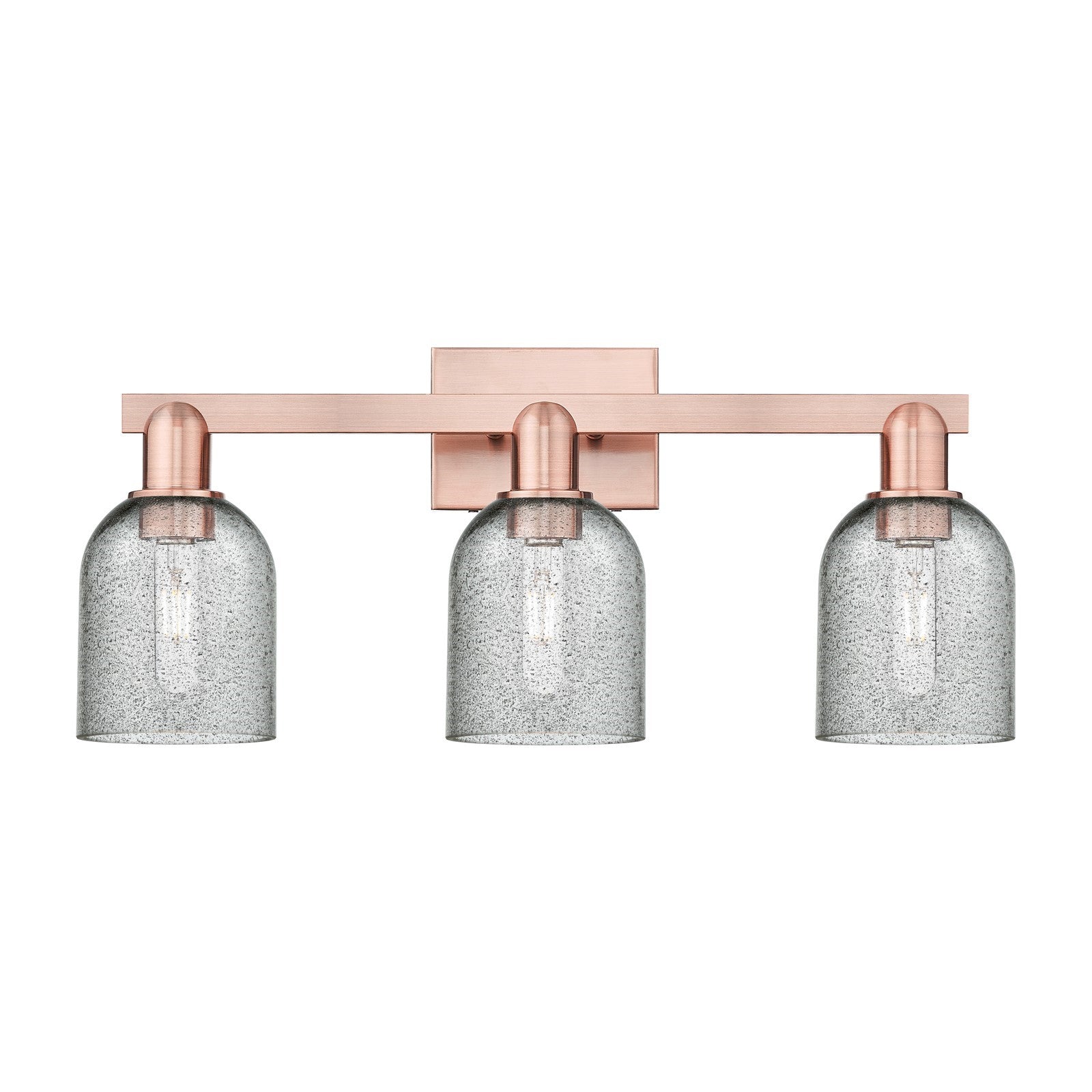 Innovations Caledonia 24in 3-Light Bath Vanity Light | Industrial Antique Copper Steel and Charcoal Glass | Bathroom Vanity | 24 x | Model 716-3W-AC-G257