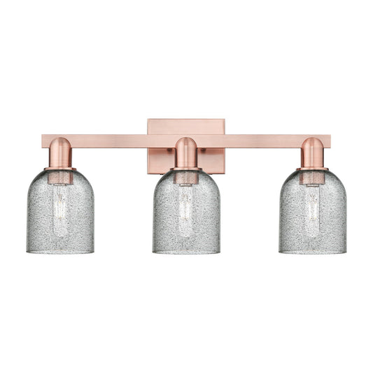 Innovations Caledonia 24in 3-Light Bath Vanity Light | Industrial Antique Copper Steel and Charcoal Glass | Bathroom Vanity | 24 x | Model 716-3W-AC-G257