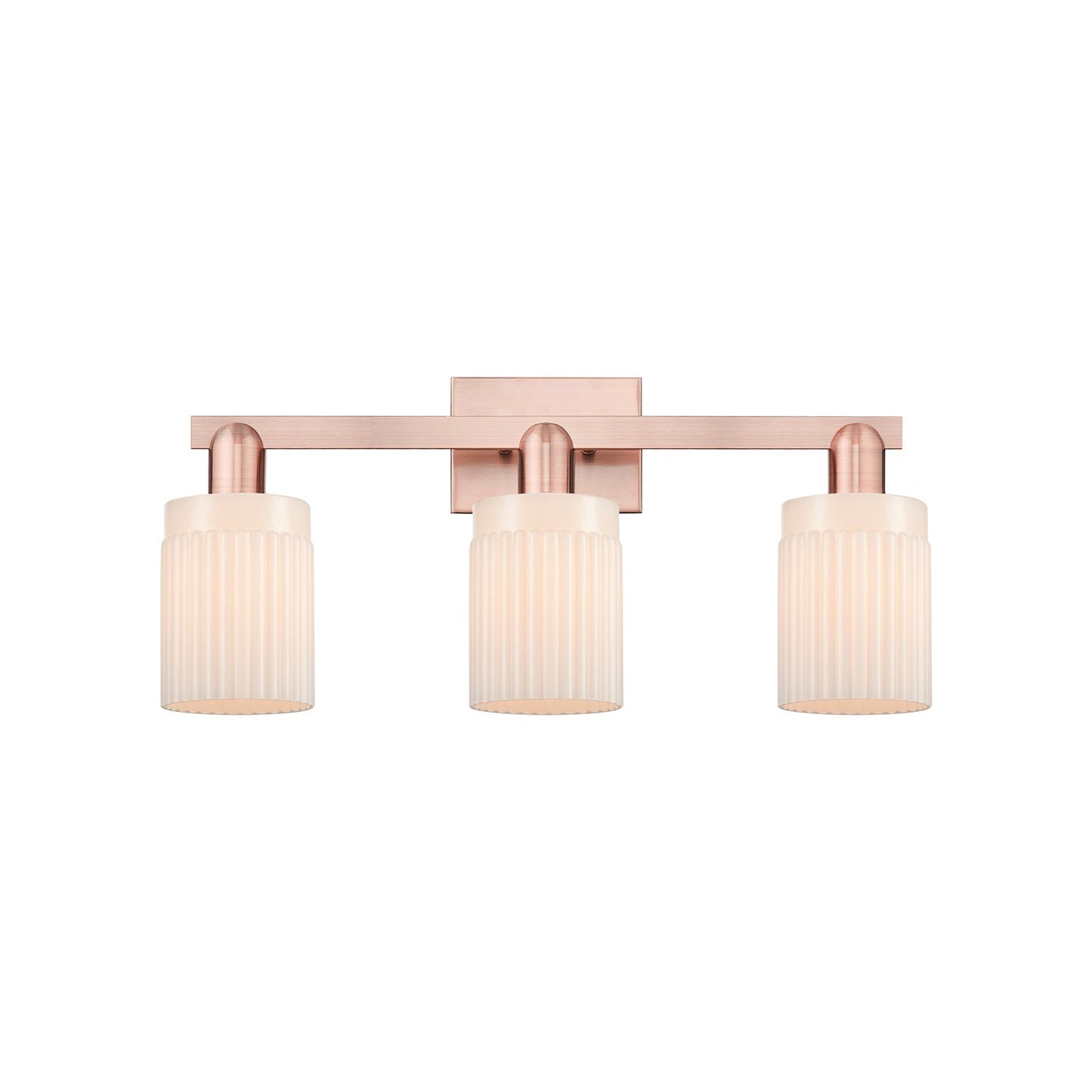 Innovations Hadley 24in 3-Light Bath Vanity Light | Industrial Antique Copper and Matte White Glass | Bathroom Vanity | 23.5 x | Model 716-3W-AC-G341