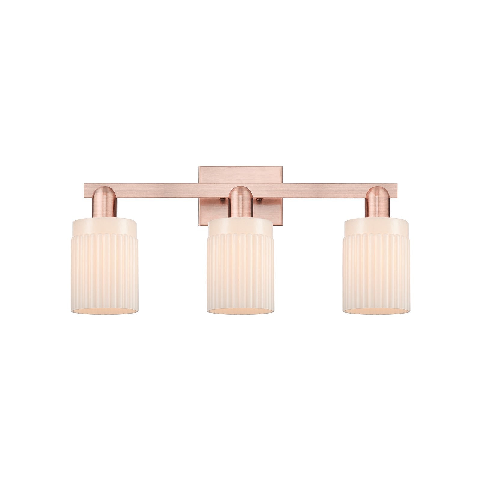 Innovations Hadley 24in 3-Light Bath Vanity Light | Industrial Antique Copper and Matte White Glass | Bathroom Vanity | 23.5 x | Model 716-3W-AC-G341