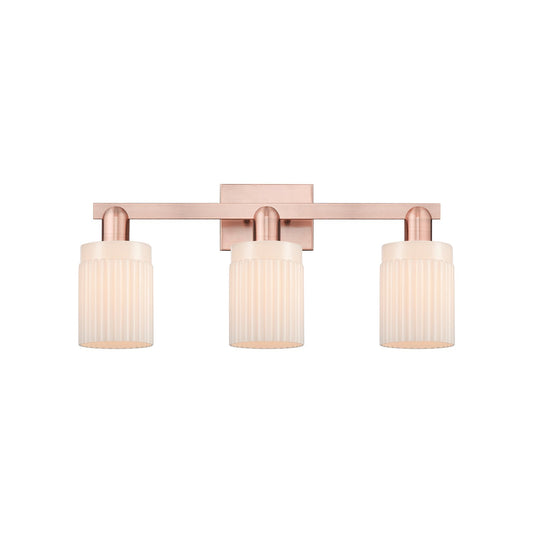 Innovations Hadley 24in 3-Light Bath Vanity Light | Industrial Antique Copper and Matte White Glass | Bathroom Vanity | 23.5 x | Model 716-3W-AC-G341