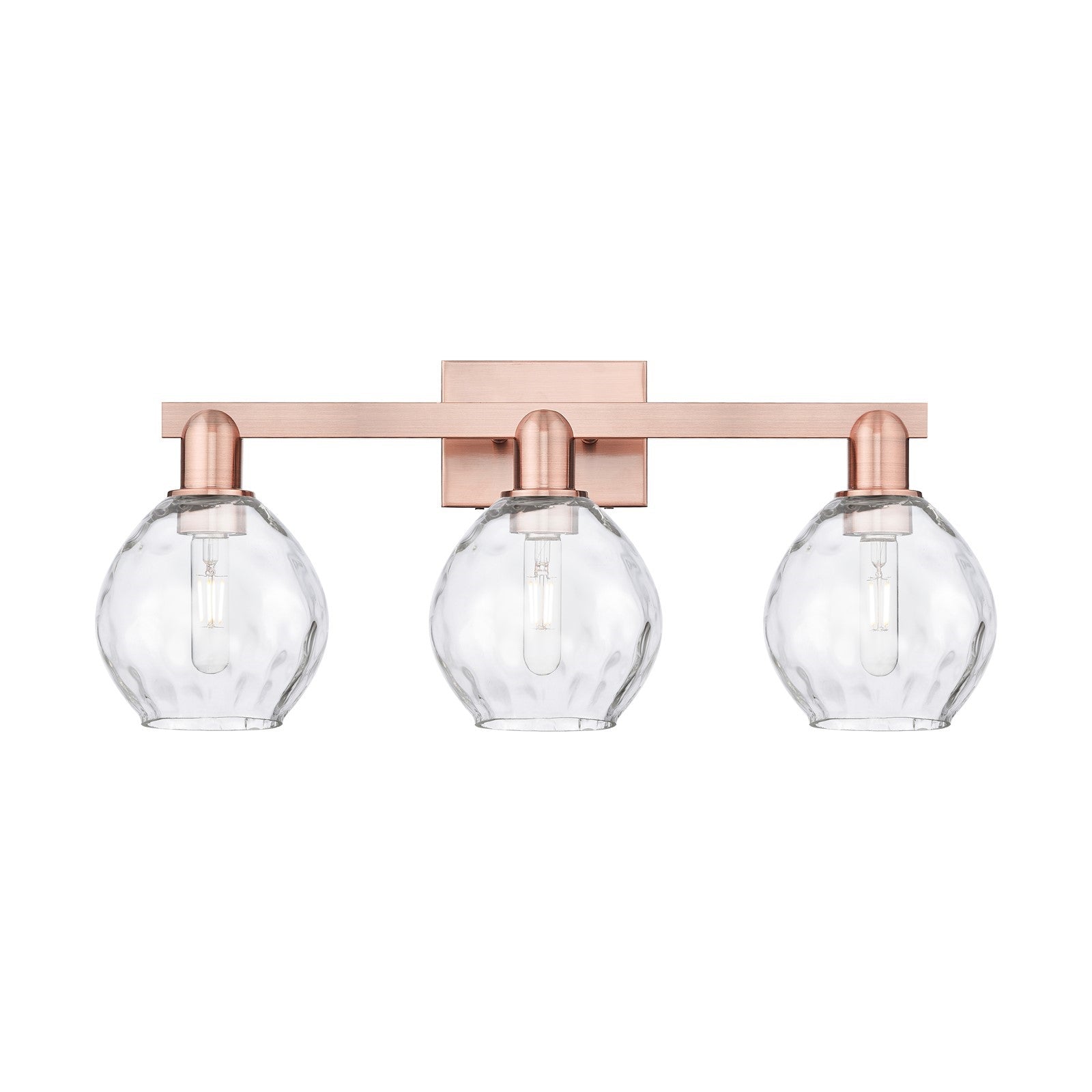 Innovations Waverly 25in 3-Light Bath Vanity Light | Industrial Antique Copper Steel and Clear Glass | Bathroom Vanity | 25 x 7.5 x | Model 716-3W-AC-G362