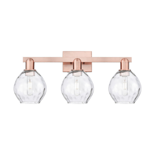 Innovations Waverly 25in 3-Light Bath Vanity Light | Industrial Antique Copper Steel and Clear Glass | Bathroom Vanity | 25 x 7.5 x | Model 716-3W-AC-G362