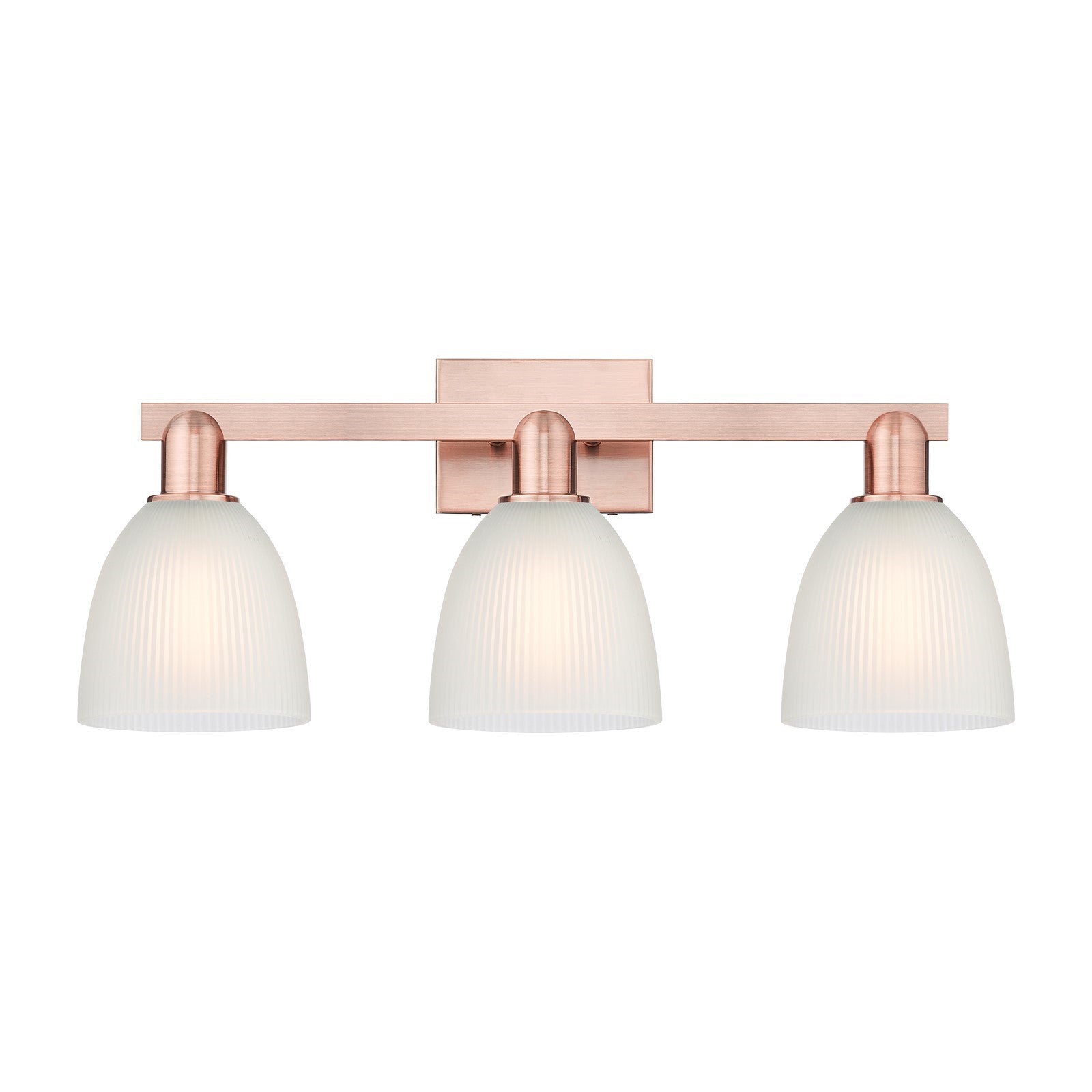 Innovations Castile 25in 3-Light Bath Vanity Light | Industrial Antique Copper Steel and White Glass | Entryway & Bathroom Vanity | Model 716-3W-AC-G381
