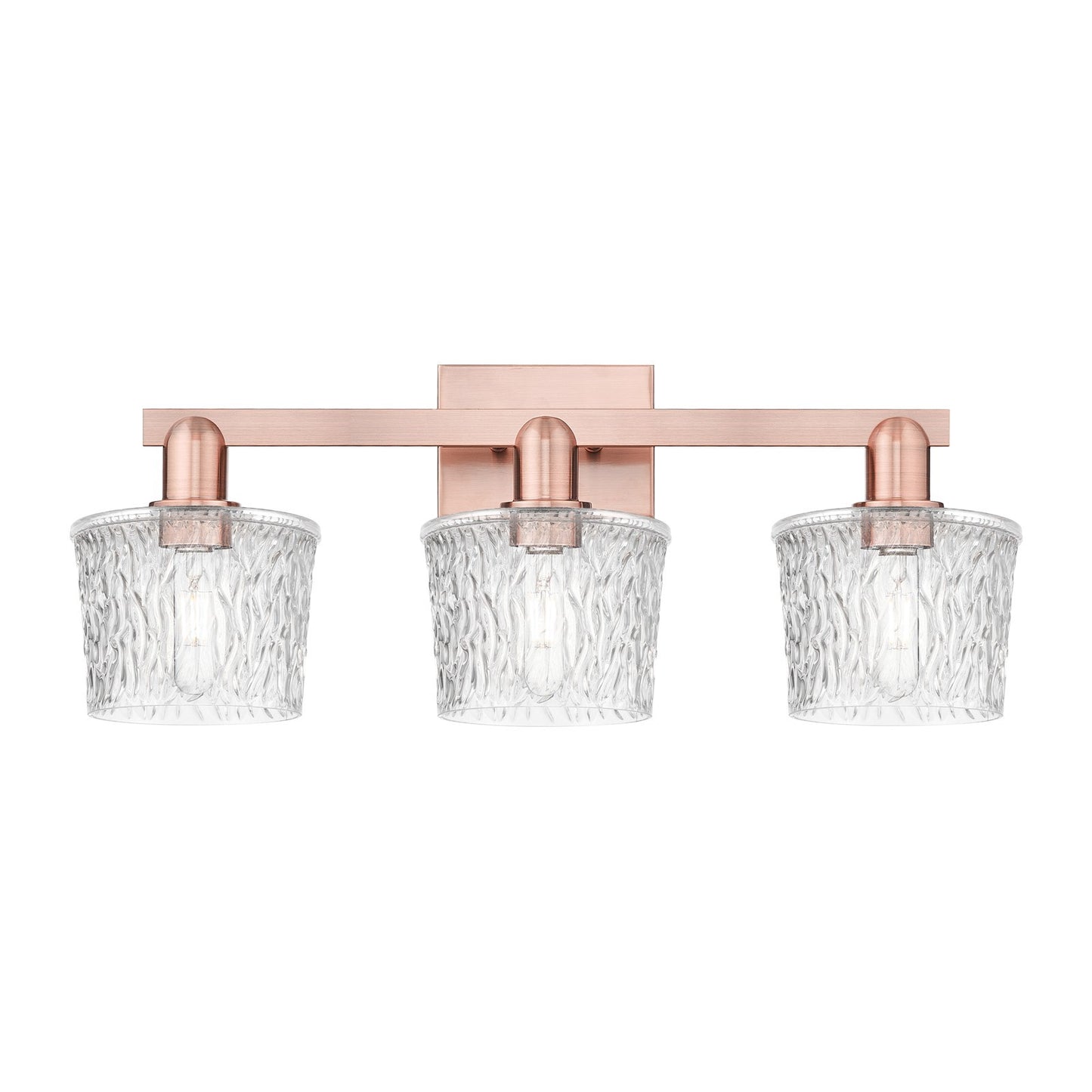 Innovations Niagara 26in 3-Light Bath Vanity Light | Industrial Antique Copper Steel and Clear Glass | Bathroom Vanity | 25.5 x | Model 716-3W-AC-G402