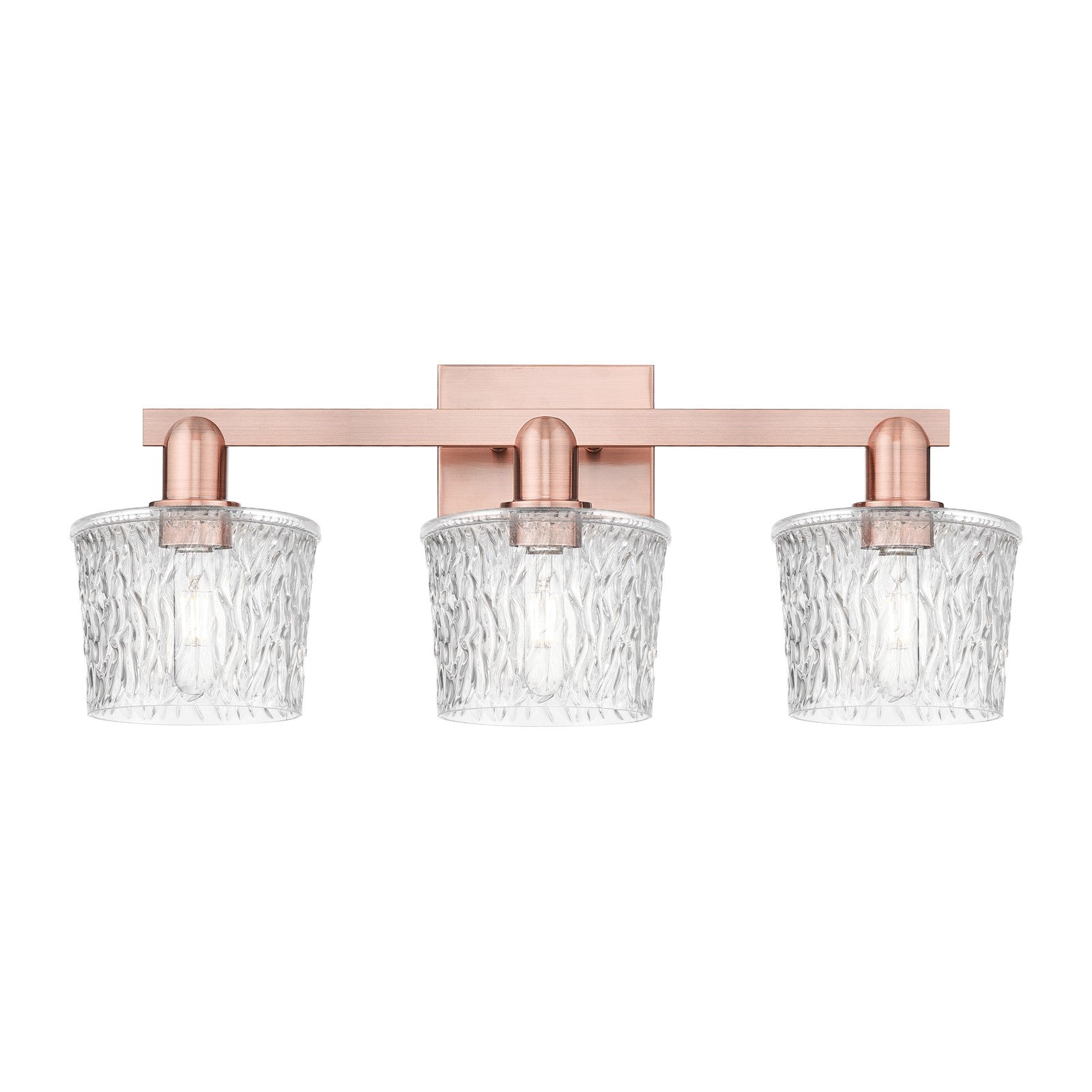 Innovations Niagara 26in 3-Light Bath Vanity Light | Industrial Antique Copper Steel and Clear Glass | Bathroom Vanity | 25.5 x | Model 716-3W-AC-G402