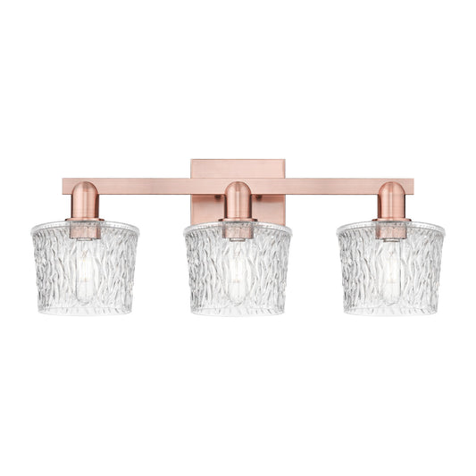 Innovations Niagara 26in 3-Light Bath Vanity Light | Industrial Antique Copper Steel and Clear Glass | Bathroom Vanity | 25.5 x | Model 716-3W-AC-G402