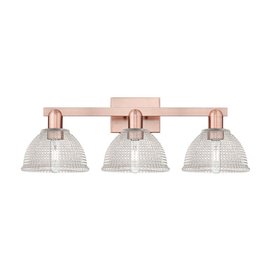 Innovations Arietta 27in 3-Light Bath Vanity Light | Industrial Antique Copper Steel and Clear Glass | Bathroom Vanity & Powder | Model 716-3W-AC-G422