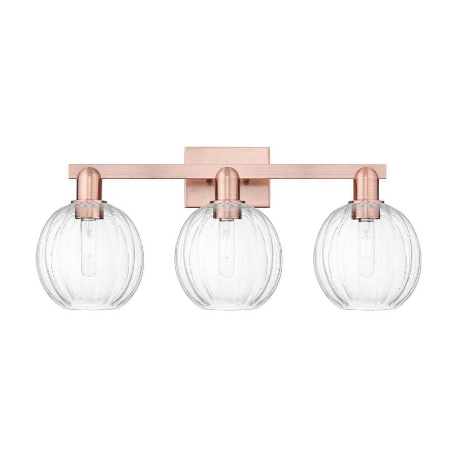 Innovations Preston 3Lt 26" Globe Bath Light, Copper/Clear