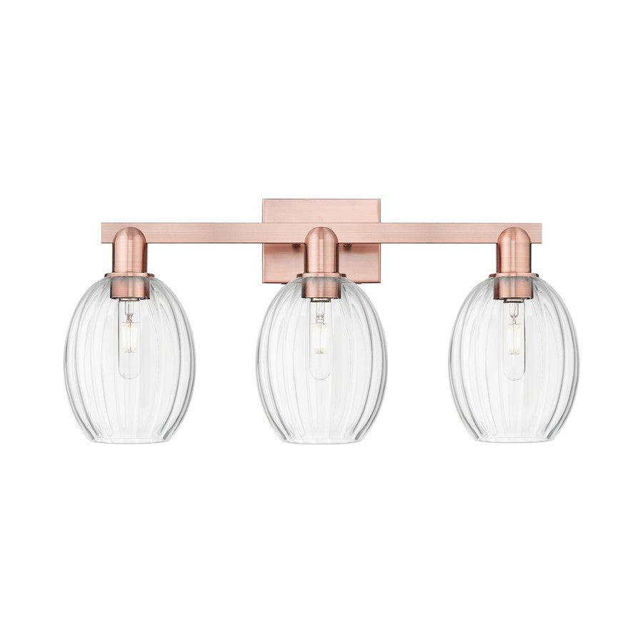 Innovations Preston 3Lt 26" Bell Bath Light, Copper/Clear - 716-3W-AC-G459-6CL