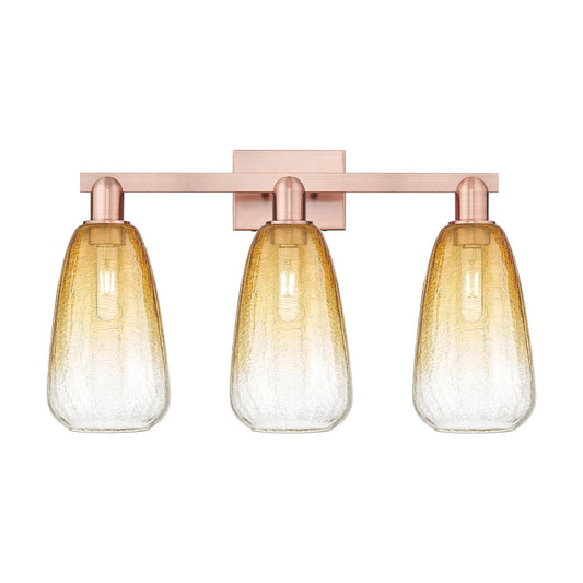 Innovations Brookhaven Almond 25in 3-Light Bath Vanity Light | Industrial Antique Copper and Amber Glass | Bathroom Vanity | 25 | Model 716-3W-AC-G480-6AM