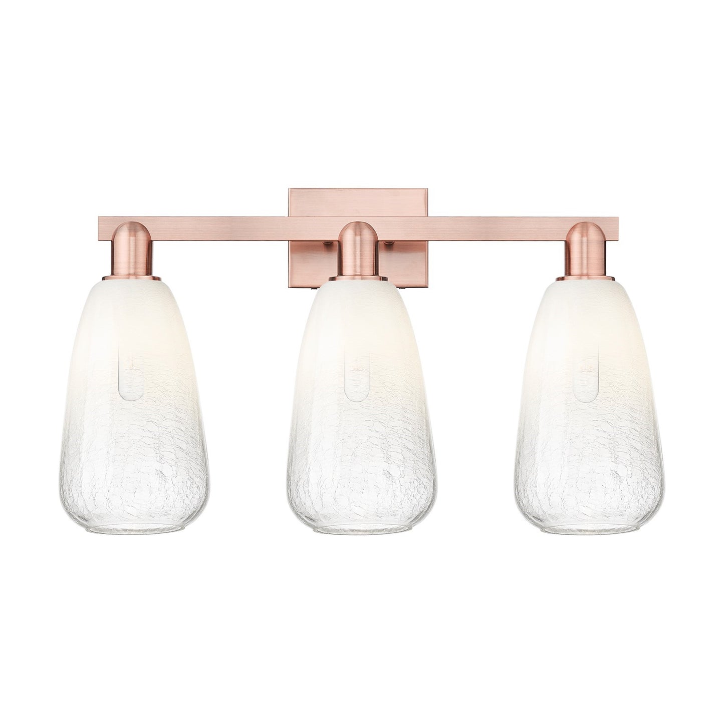 Innovations Brookhaven Almond 25in 3-Light Bath Vanity Light | Industrial Antique Copper Steel and Opal Glass | Bathroom Vanity | Model 716-3W-AC-G480-6OP