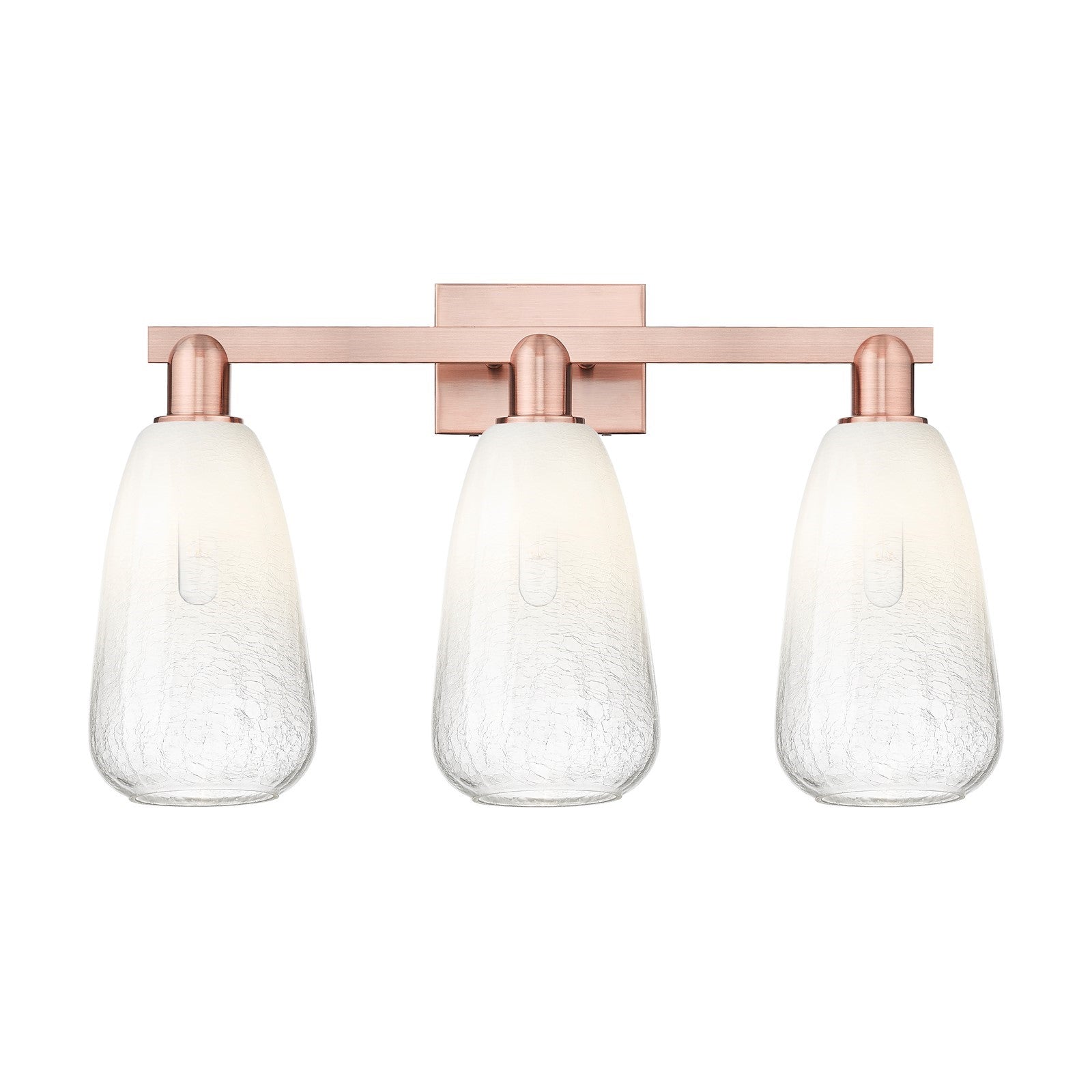 Innovations Brookhaven Almond 25in 3-Light Bath Vanity Light | Industrial Antique Copper Steel and Opal Glass | Bathroom Vanity | Model 716-3W-AC-G480-6OP