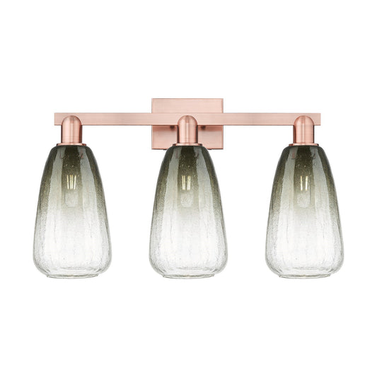 Innovations Brookhaven Almond 25in 3-Light Bath Vanity Light | Industrial Antique Copper Steel and Slate Glass | Bathroom | Model 716-3W-AC-G480-6SL