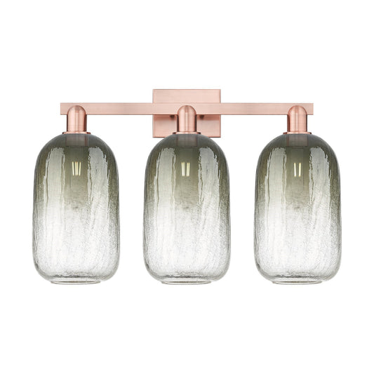 Innovations Brookhaven Cloche 26in 3-Light Bath Vanity Light | Industrial Antique Copper Steel and Slate Glass | Bathroom | Model 716-3W-AC-G482-7SL