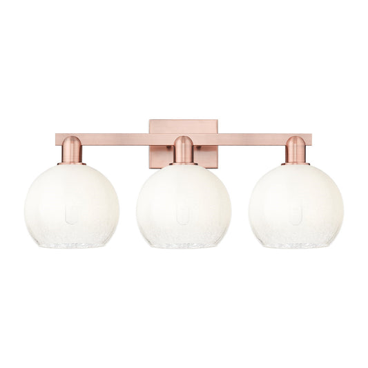 Innovations Brookhaven Globe 27in 3-Light Bath Vanity Light | Industrial Antique Copper Steel and Opal Glass | Bathroom Vanity | Model 716-3W-AC-G483-8OP