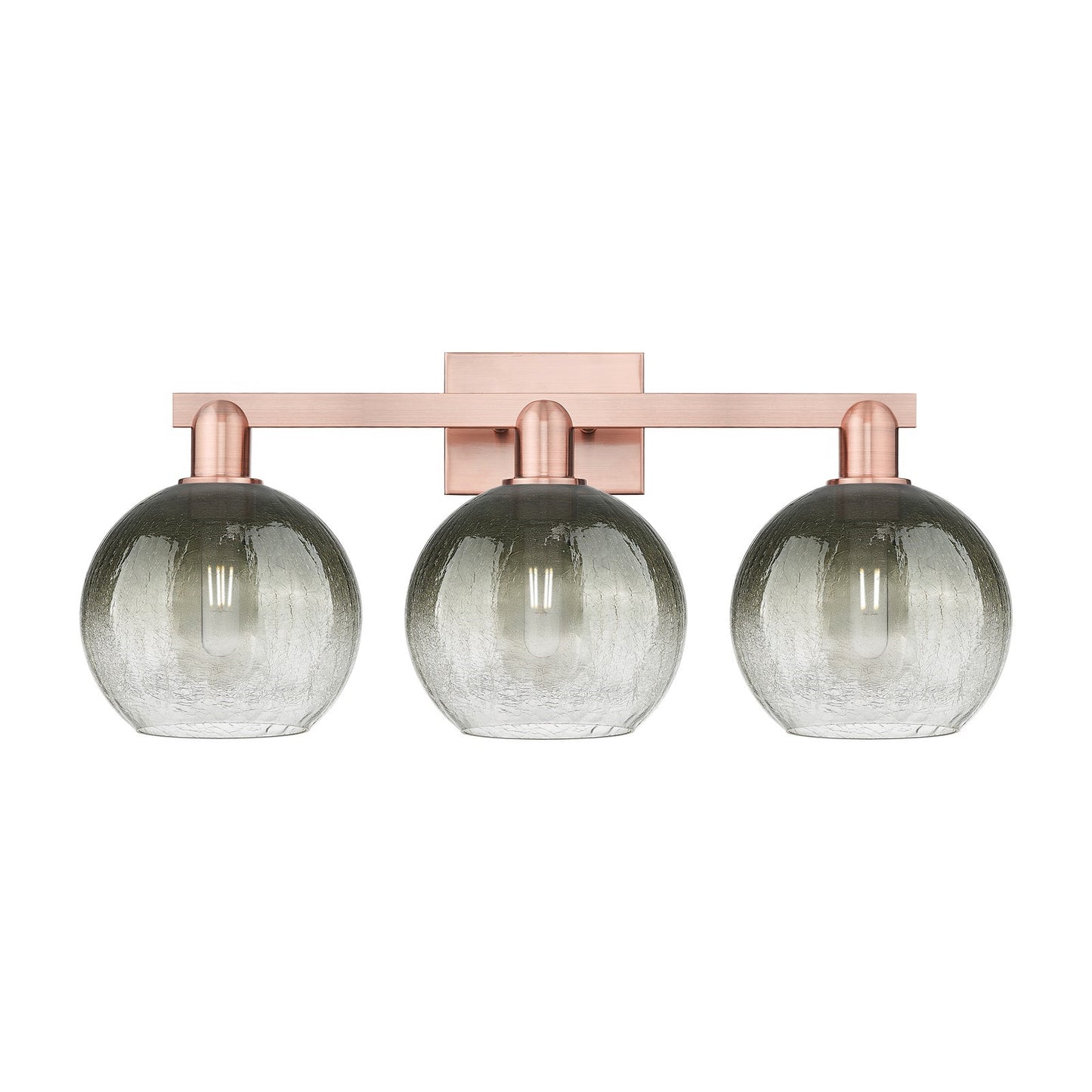 Innovations Brookhaven Globe 27in 3-Light Bath Vanity Light | Industrial Antique Copper Steel and Slate Glass | Bathroom Vanity | Model 716-3W-AC-G483-8SL