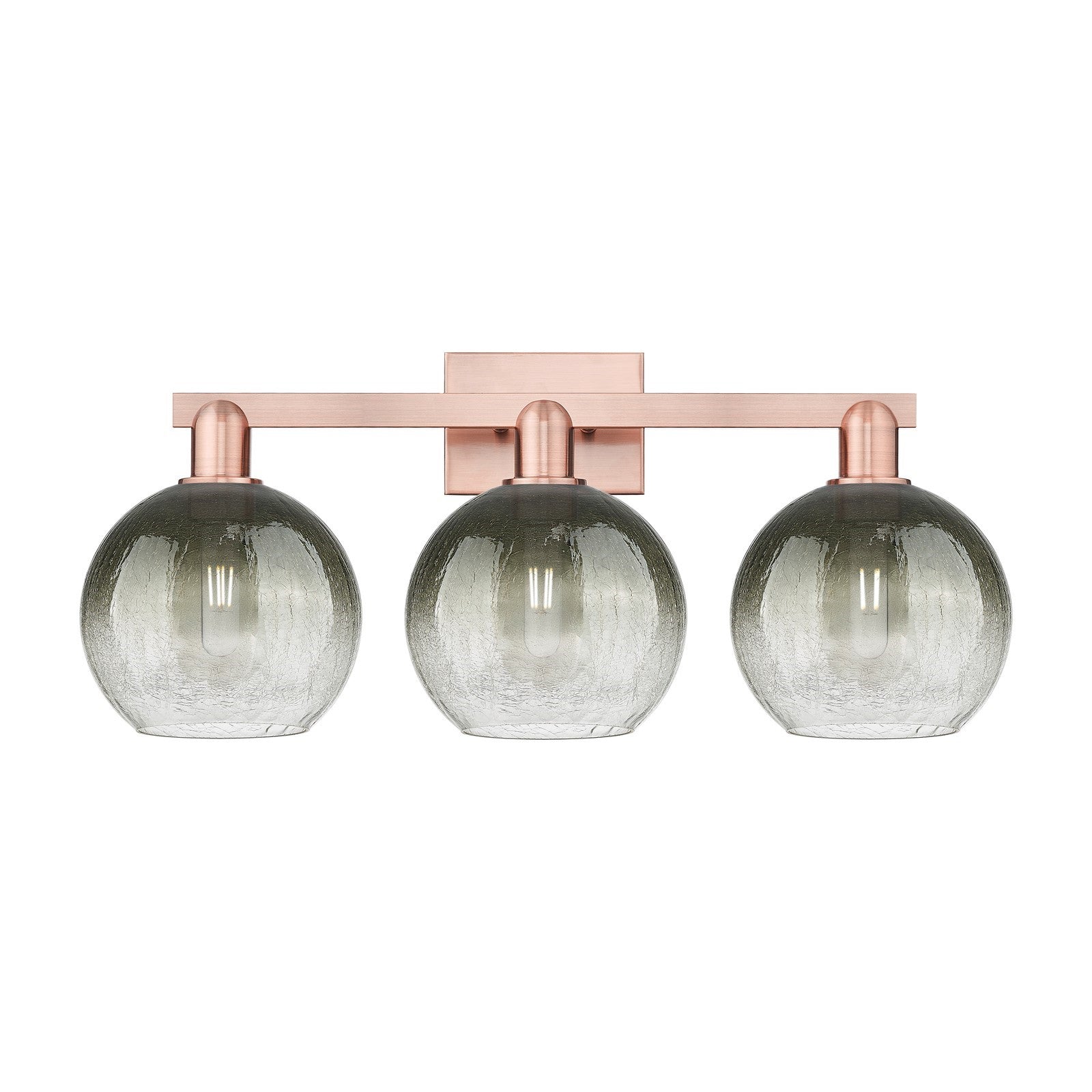 Innovations Brookhaven Globe 27in 3-Light Bath Vanity Light | Industrial Antique Copper Steel and Slate Glass | Bathroom Vanity | Model 716-3W-AC-G483-8SL