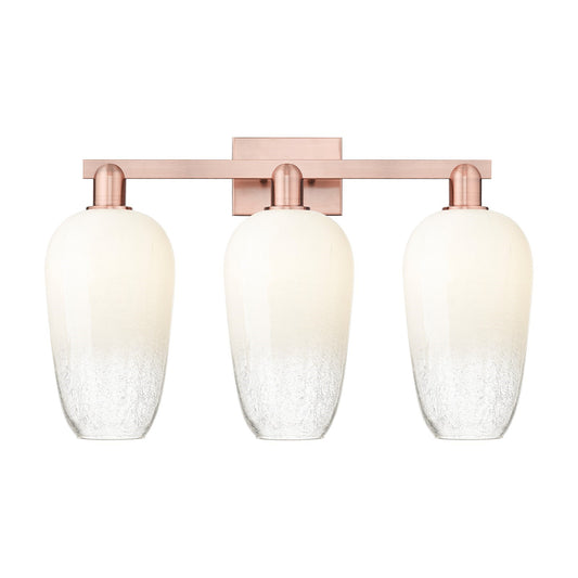 Innovations Brookhaven Flute 26in 3-Light Bath Vanity Light | Industrial Antique Copper Steel and Opal Glass | Bathroom Vanity | Model 716-3W-AC-G484-7OP