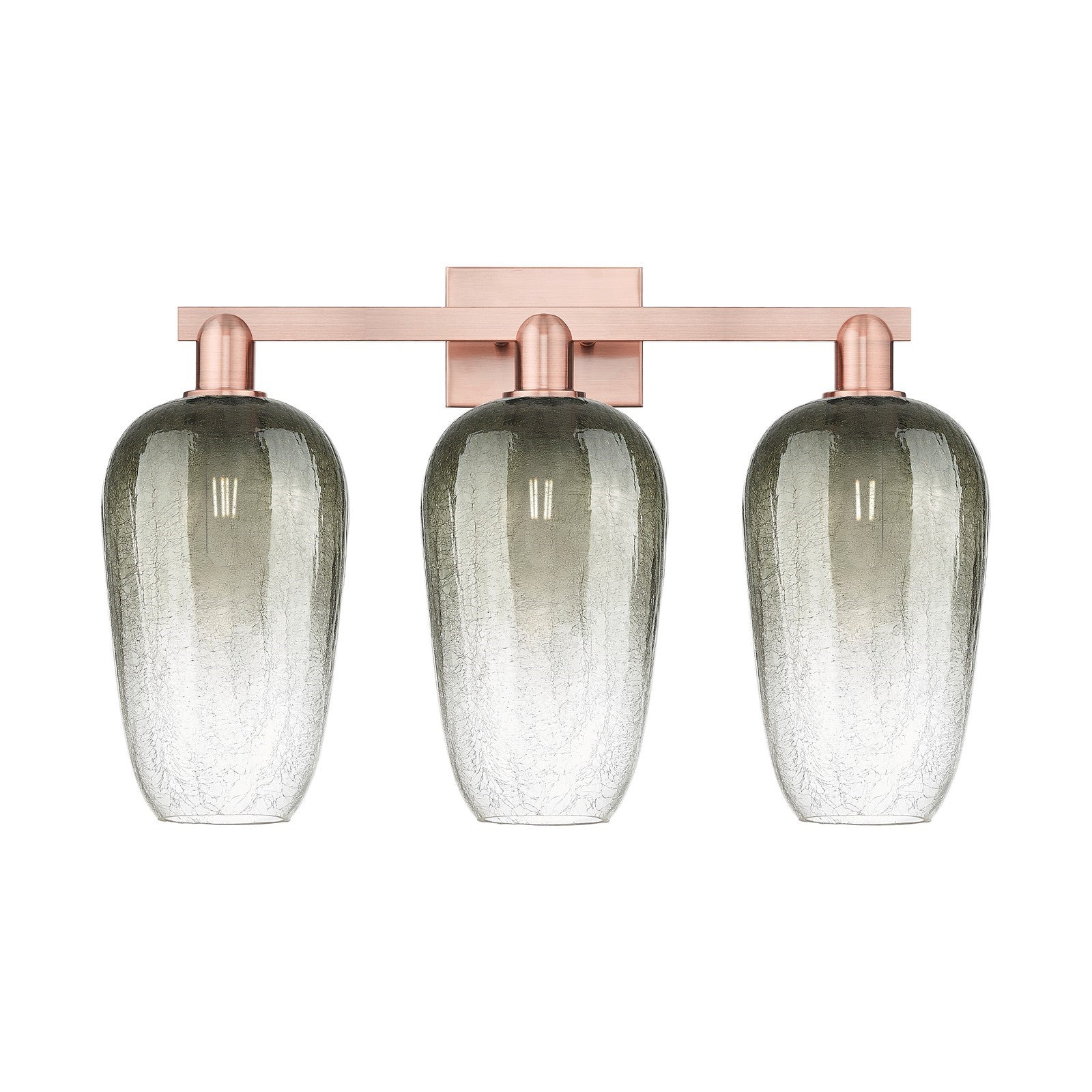 Innovations Brookhaven Flute 26in 3-Light Bath Vanity Light | Industrial Antique Copper Steel and Slate Glass | Bathroom Vanity | Model 716-3W-AC-G484-7SL