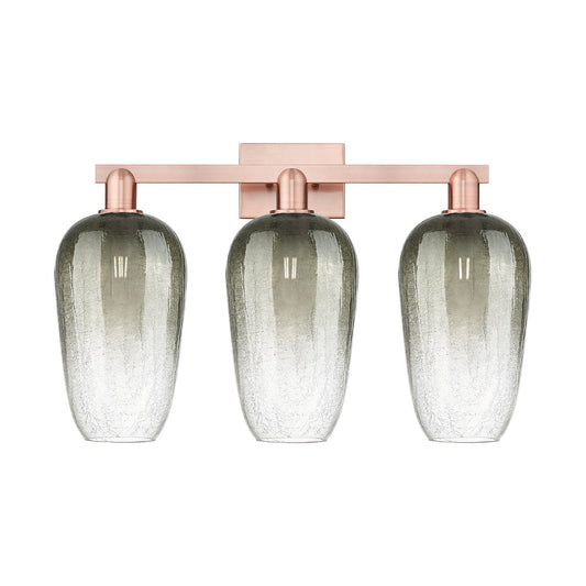 Innovations Brookhaven Flute 26in 3-Light Bath Vanity Light | Industrial Antique Copper Steel and Slate Glass | Bathroom Vanity | Model 716-3W-AC-G484-7SL