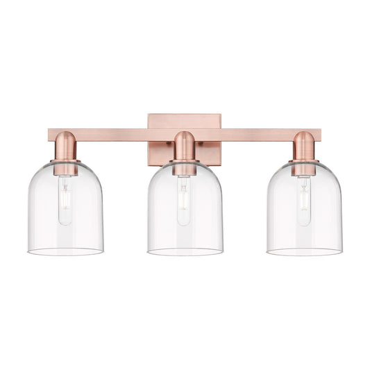 Innovations Bella 25in 3-Light Bath Vanity Light | Industrial Antique Copper and Clear Bell Glass | Bathroom Vanity | 24.5 x | Model 716-3W-AC-G558-6CL