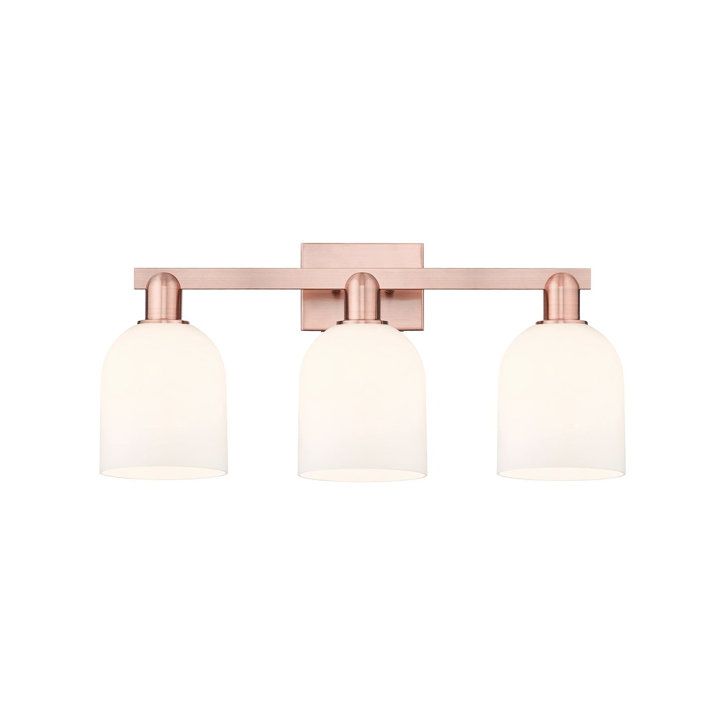 Innovations Bella 25in 3-Light Bath Vanity | Industrial Antique Copper Steel and White Glass | Bathroom & Powder Room | 24.5 x | Model 716-3W-AC-G558-6GWH