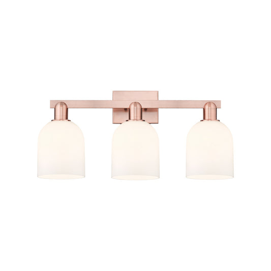 Innovations Bella 25in 3-Light Bath Vanity | Industrial Antique Copper Steel and White Glass | Bathroom & Powder Room | 24.5 x | Model 716-3W-AC-G558-6GWH