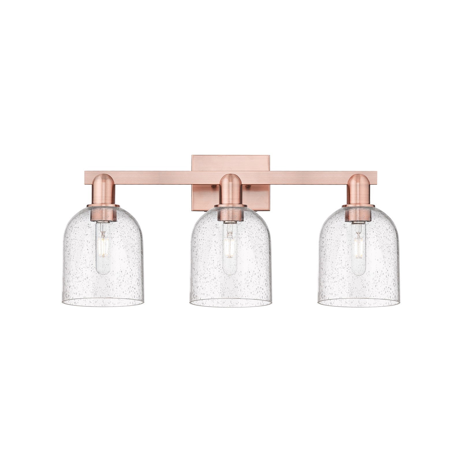 Innovations Bella 25in 3-Light Bath Vanity | Industrial Antique Copper Steel and Seedy Glass | Bathroom Vanity Light | 24.5 x | Model 716-3W-AC-G558-6SDY