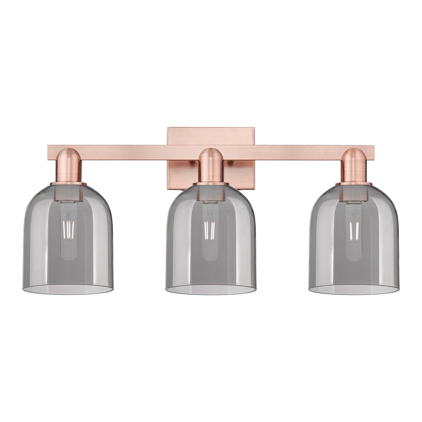 Innovations Bella 25in 3-Light Bath Vanity Light | Industrial Antique Copper and Light Smoke Glass | Bathroom Vanity | 24.5 x | Model 716-3W-AC-G558-6SM