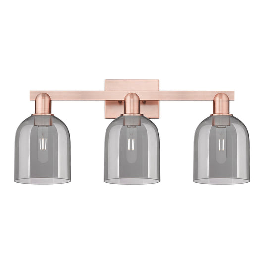 Innovations Bella 25in 3-Light Bath Vanity Light | Industrial Antique Copper and Light Smoke Glass | Bathroom Vanity | 24.5 x | Model 716-3W-AC-G558-6SM