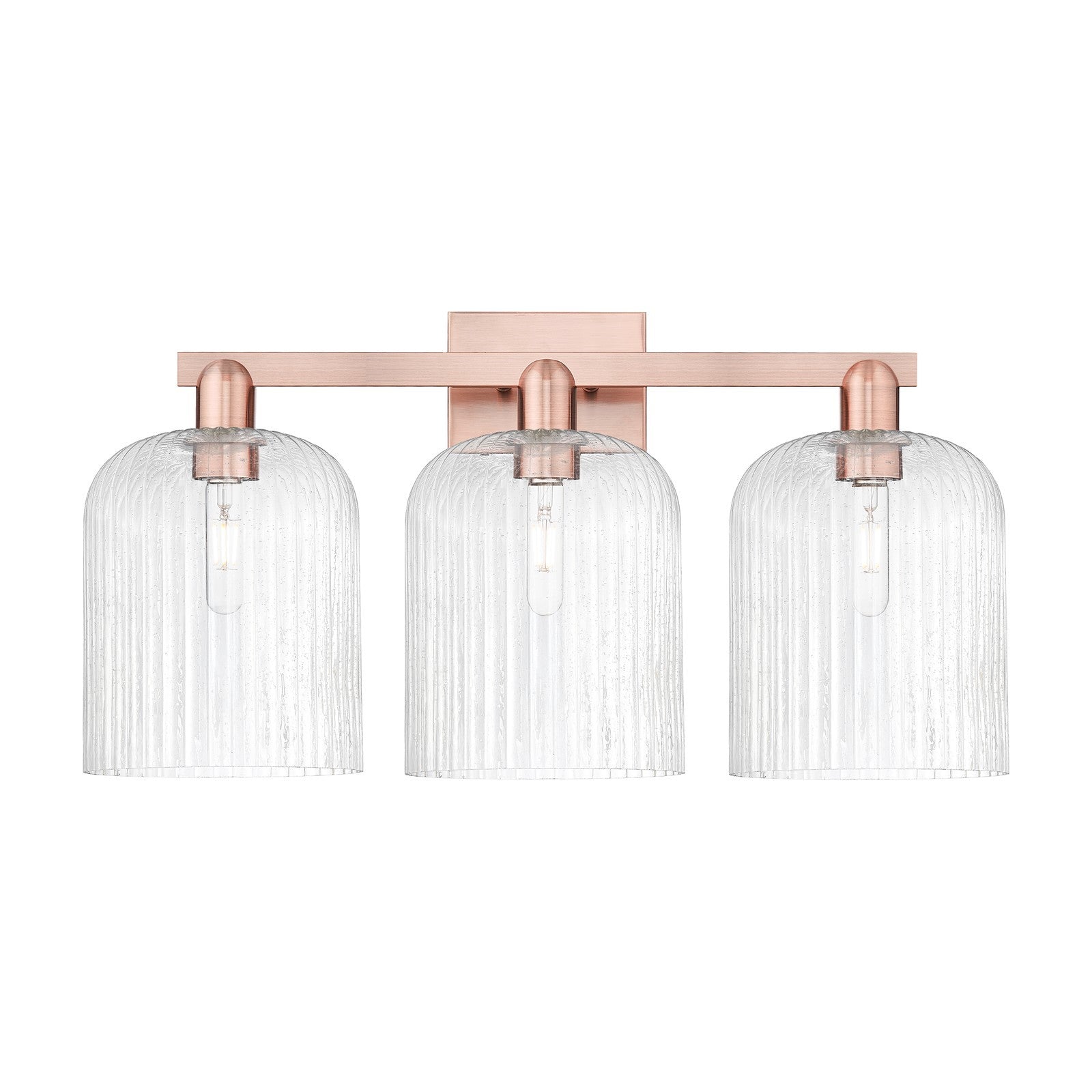 Innovations Bridal Veil 27in 3-Light Bath Vanity Light | Industrial Antique Copper and Seedy Glass | Bathroom Vanity | 27 x | Model 716-3W-AC-G559-8SDY
