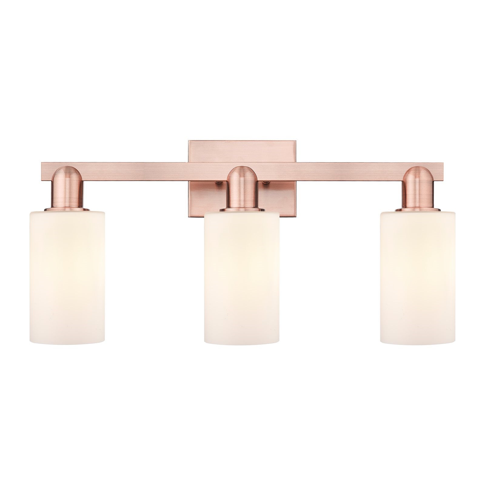 Innovations Clymer 23in 3-Light Bath Vanity Light | Industrial Antique Copper Steel and Matte White Glass | Bathroom Vanity | 22.88 | Model 716-3W-AC-G801