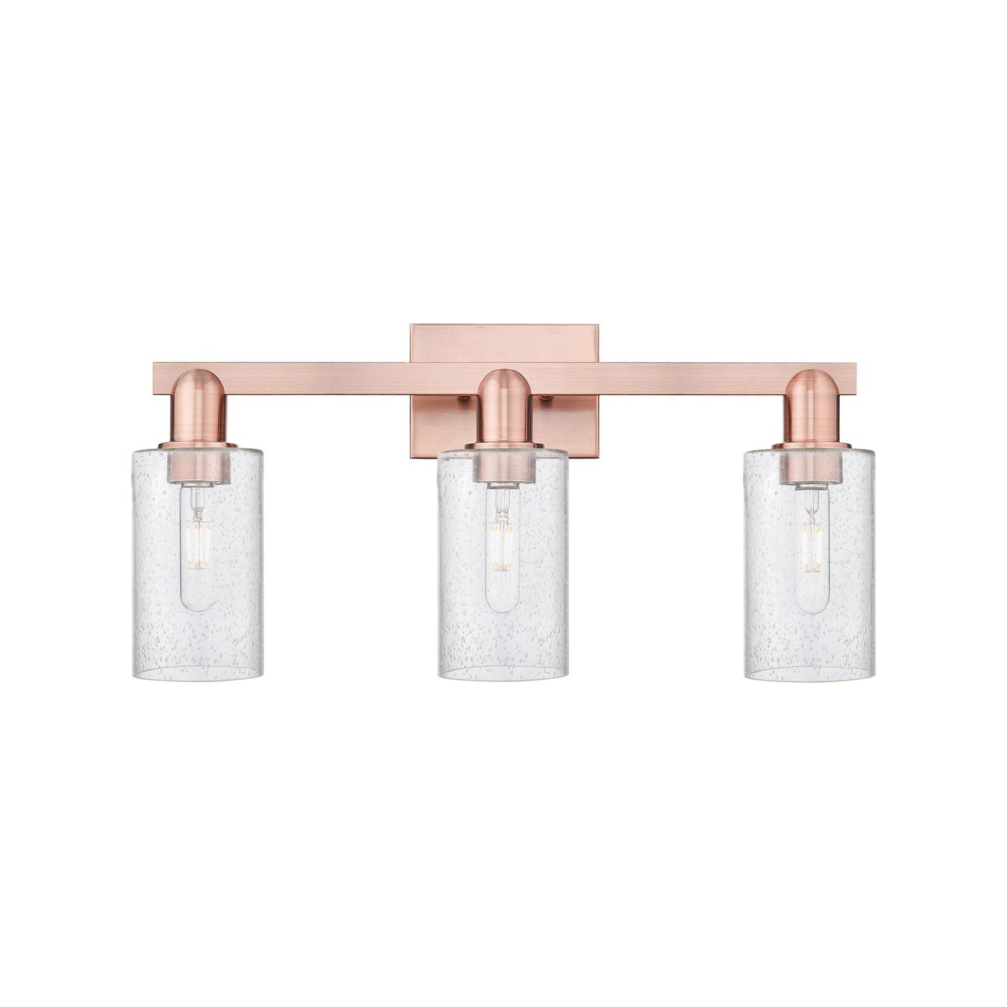 Innovations Clymer 23in 3-Light Bath Vanity Light | Industrial Antique Copper Steel and Seedy Glass | Bathroom Vanity | 22.88 x | Model 716-3W-AC-G804
