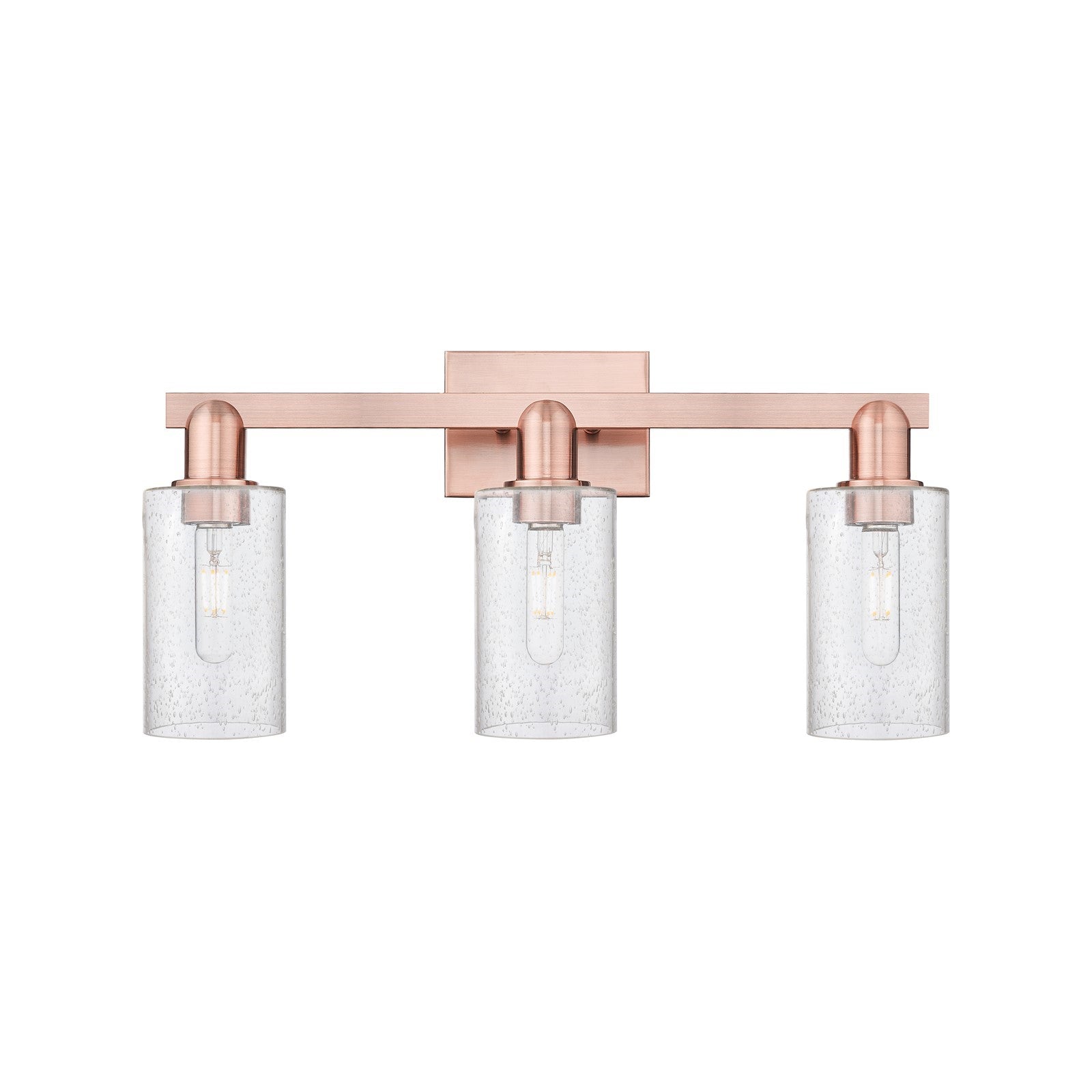 Innovations Clymer 23in 3-Light Bath Vanity Light | Industrial Antique Copper Steel and Seedy Glass | Bathroom Vanity | 22.88 x | Model 716-3W-AC-G804