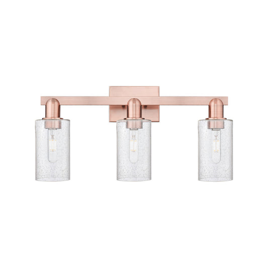 Innovations Clymer 23in 3-Light Bath Vanity Light | Industrial Antique Copper Steel and Seedy Glass | Bathroom Vanity | 22.88 x | Model 716-3W-AC-G804