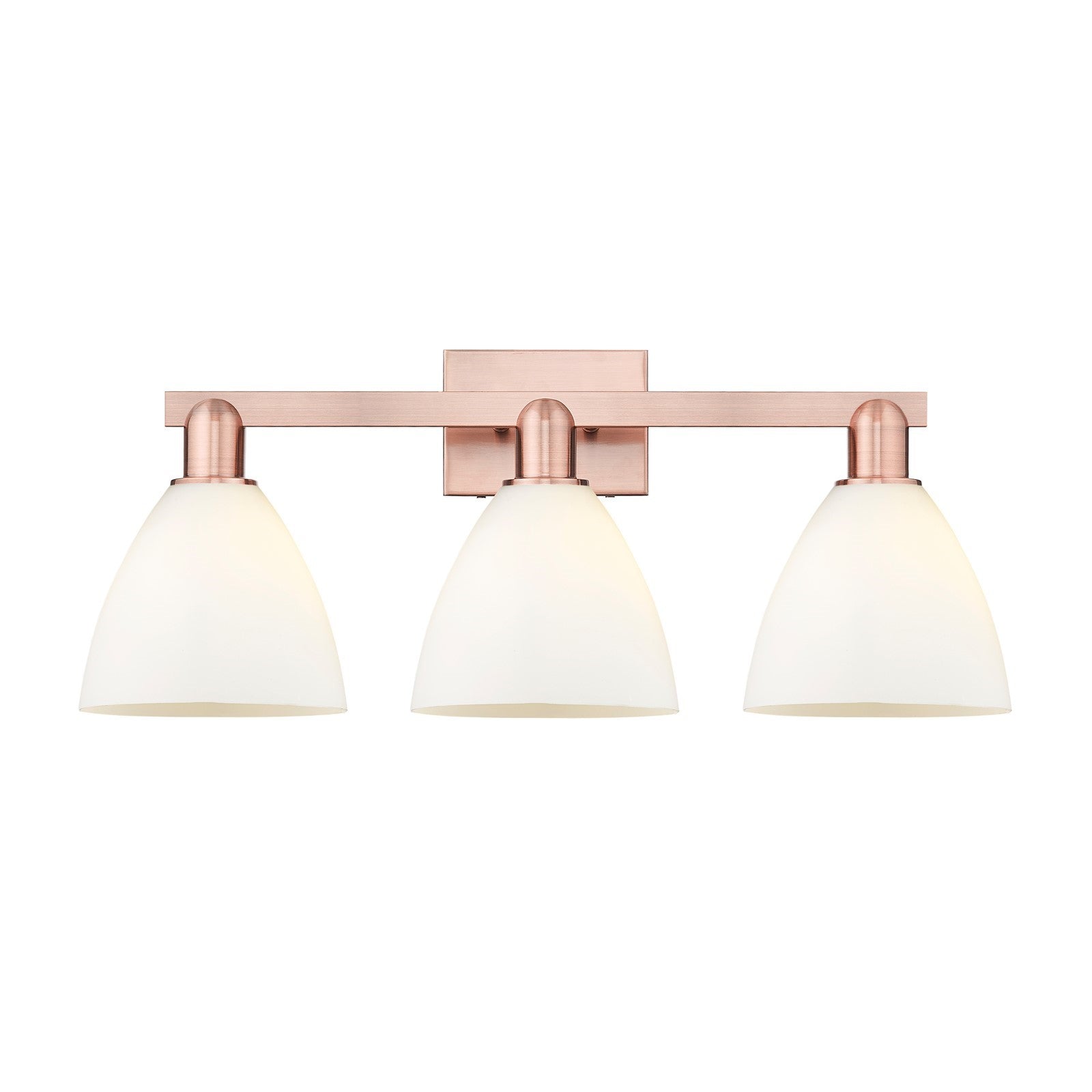 Innovations Bristol 27in 3-Light Bath Vanity | Industrial Antique Copper Steel and Matte White Glass | Bathroom Vanity Lighting | Model 716-3W-AC-GBD-751