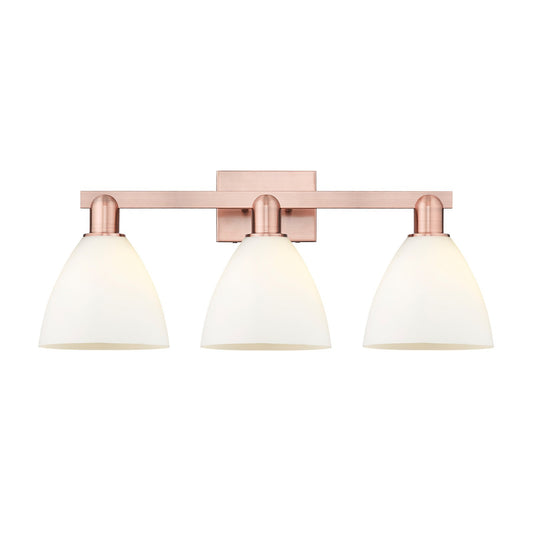 Innovations Bristol 27in 3-Light Bath Vanity | Industrial Antique Copper Steel and Matte White Glass | Bathroom Vanity Lighting | Model 716-3W-AC-GBD-751