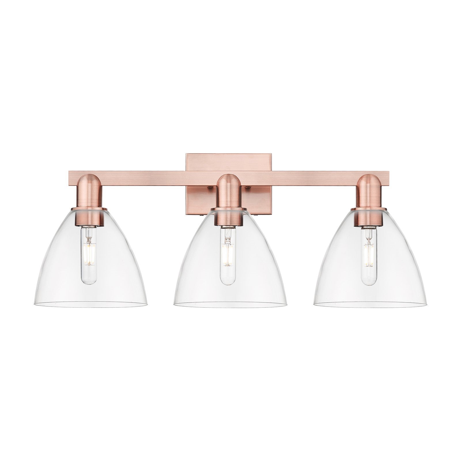 Innovations Bristol 27in 3-Light Bath Vanity Light | Industrial Antique Copper and Clear Glass | Bathroom Vanity | 26.5 x 11.25 | Model 716-3W-AC-GBD-752