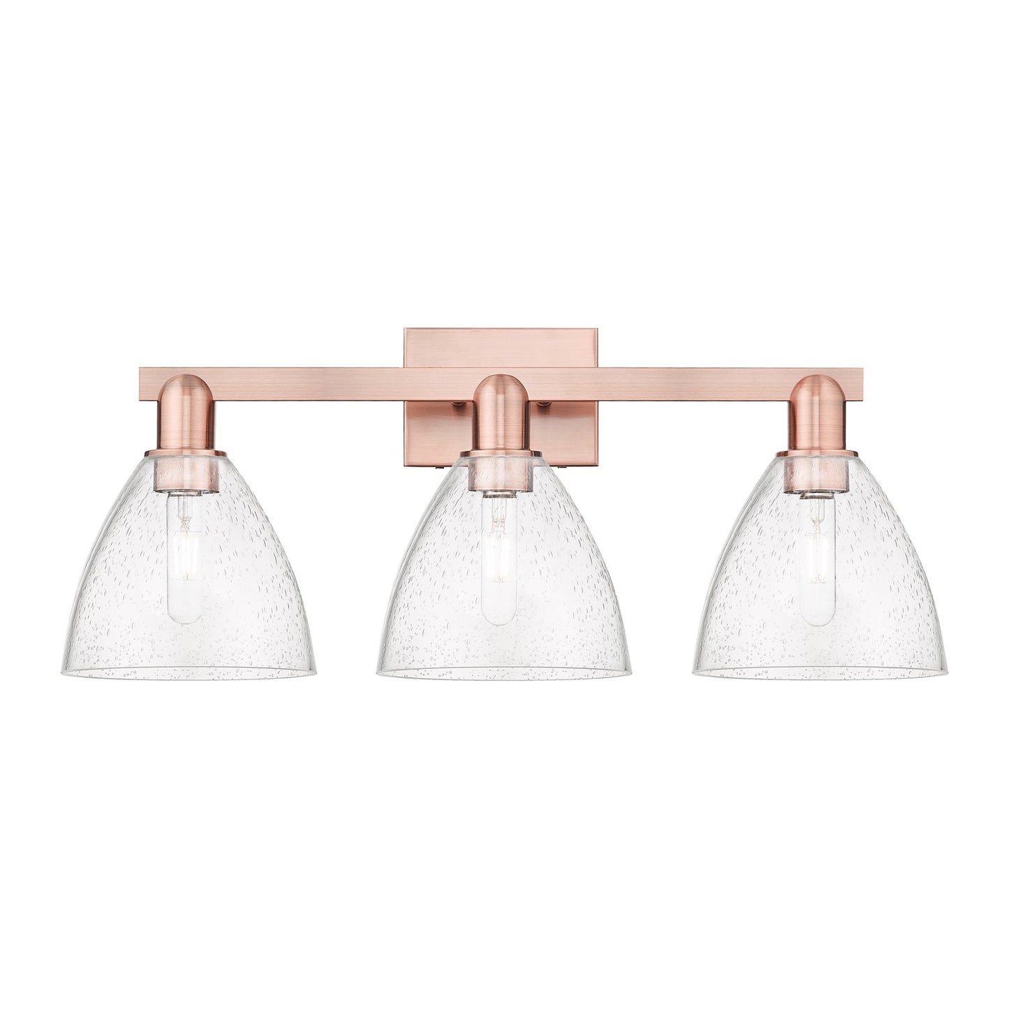Innovations Bristol 27in 3-Light Bath Vanity | Industrial Antique Copper Steel and Seedy Glass | Bathroom Vanity | 26.5 x 8.25 x | Model 716-3W-AC-GBD-754